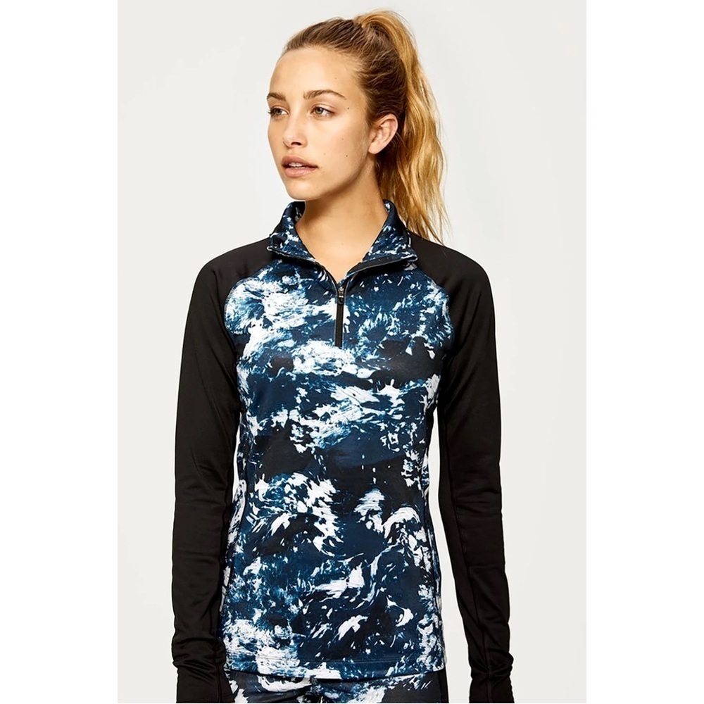 Lolë, size xs Women's marine ocean wave Patterned Long Sleeve fitted pull over